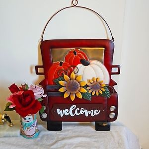 Fall Metal Welcome Sign
